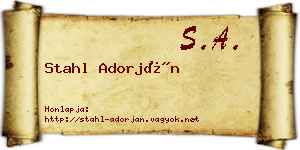 Stahl Adorján névjegykártya
